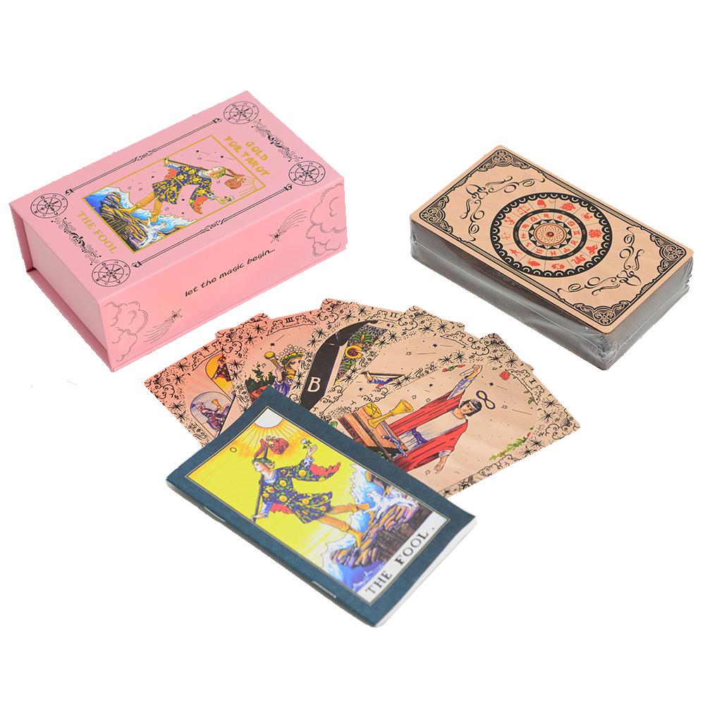 Водонепроницаемые карты Таро Rose Gold - Классическая колода Waite из 78 карт, с горячим тиснением, пластиковая