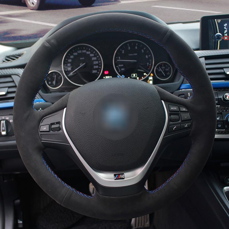 Автомобильный руль черная замша Натуральная кожа для BMW F20 F21 F22 F23 F30 F31 F34 F32 F33