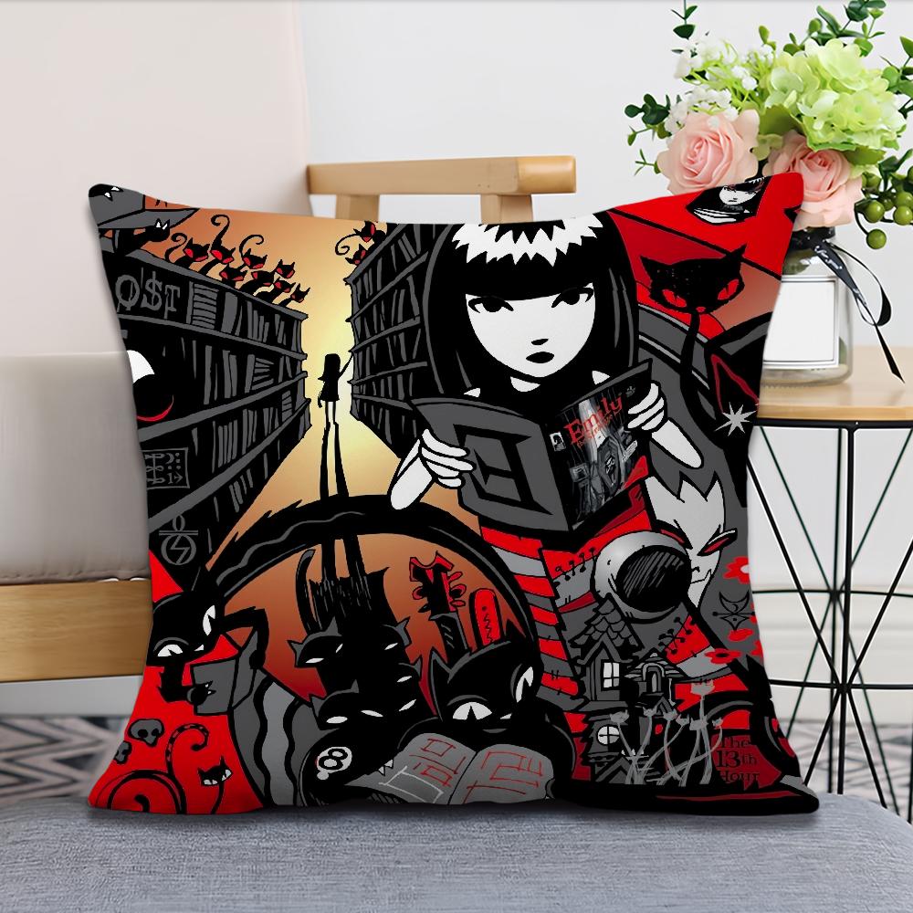 Soft Comfortable Pillow Case Cartoon for Sofa Living E-Emily Room The Home Strange Office Decor Cool Protective Covers
