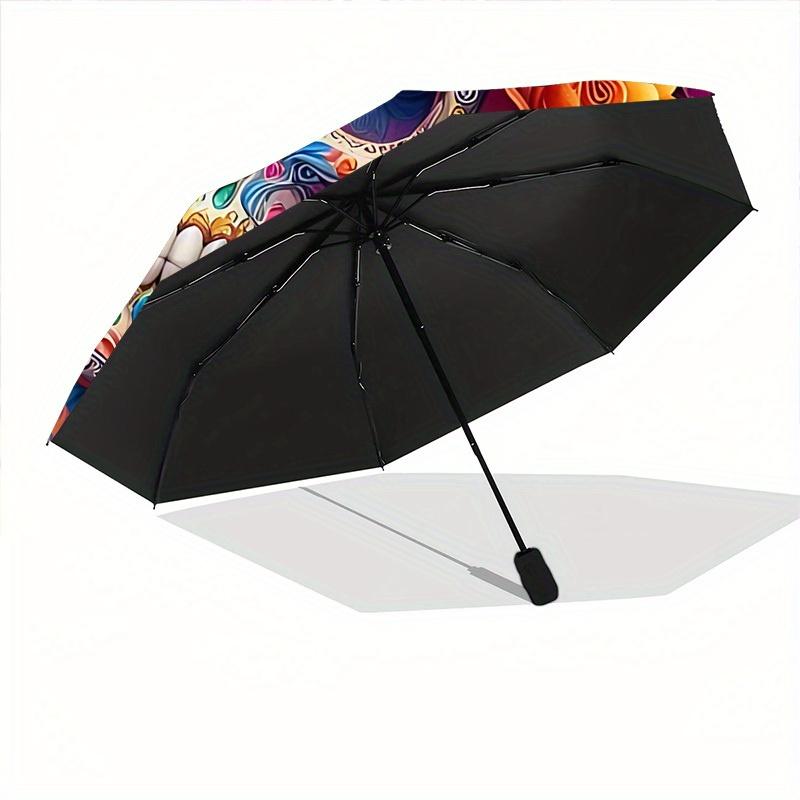 1pc Sugar Skull Decor Umbrella - 8-Rib Automatic Open/Close, Fashionable Compact Umbrella for Outdoor Adventures yy250813191