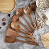 8pcs Natural Teak Wooden Spoons for Cooking Set of Kitchen Utensils for Durable Cooking Perfect for Back To School Supplies
