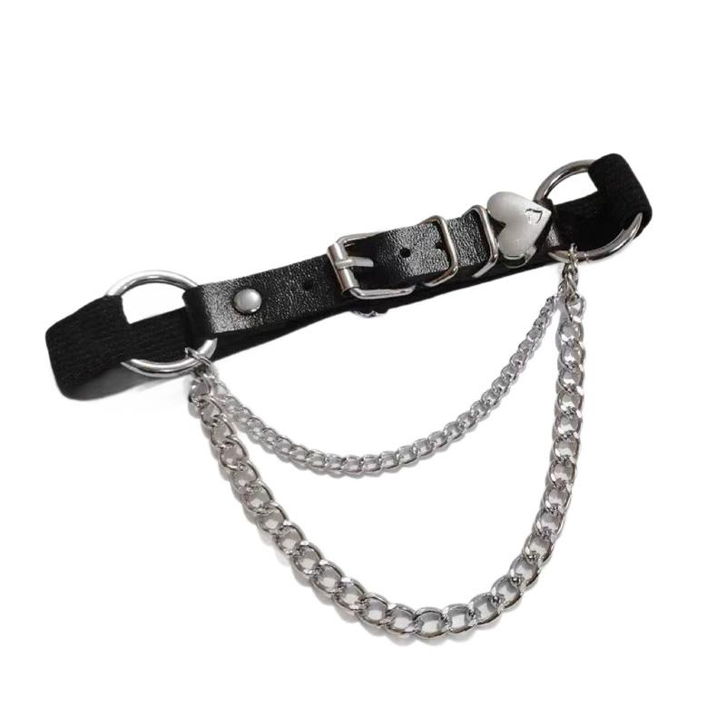 1 шт. Металлическая кисточка Мода Панк Петли для ног Регулируемая цепочка с сердечками Готическое кольцо для ноги Сексуальная искусственная кожа Необычная подвязка Цепочка для ноги