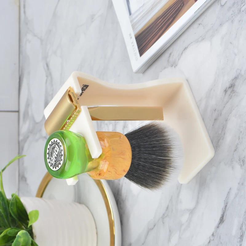 Yaqi Noble Creamy Black White Color Shaving Brush And Razor Holder