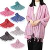 Women Shawl Plant Flower Jacquard Print Shawl Scarf with Tassel Decoration Spring Autumn Versatile Wrap