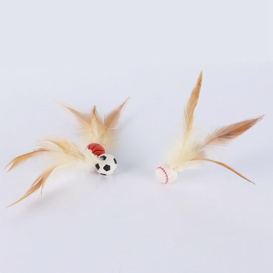 1 шт./3 шт. Интерактивная игрушка-мяч с перьями Мини-прыгучий баскетбольный футбольный бейсбольный мяч с перьями Игрушка-ловец для домашних кошек
