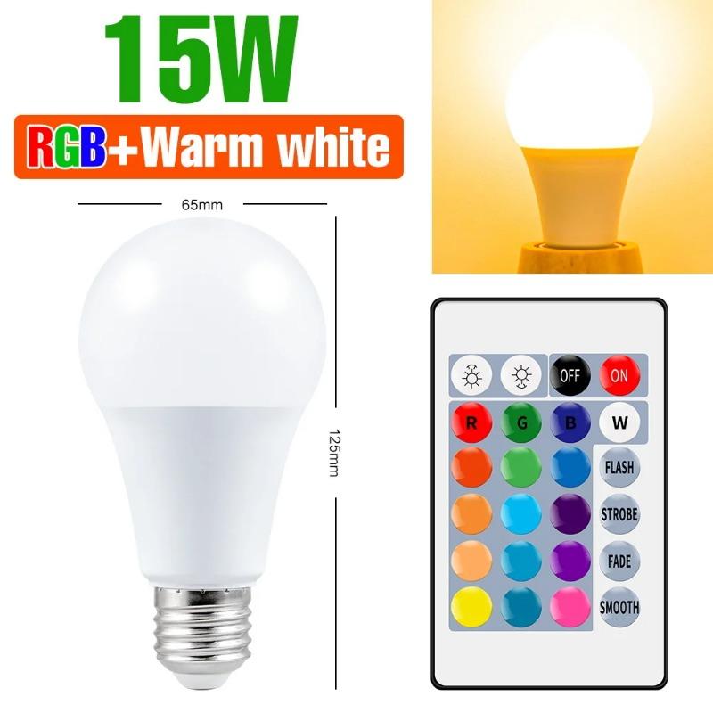 220V E27 Светодиодные лампы LED 3W 5W 10W 15W ИК Пульт управления Изменяемая Цветная RGB Светодиодная лампа Лампа-прожектор Рождественские Хэллоуин атмосферные огни