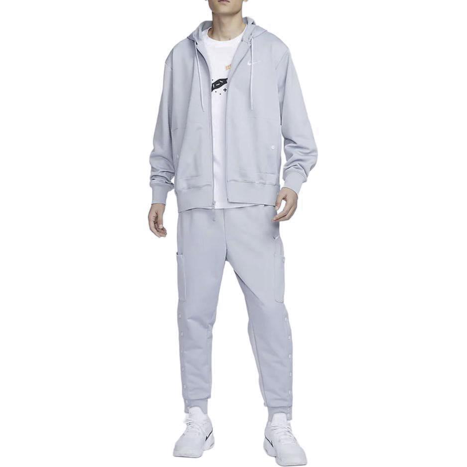 Nike Толстовка мужская однотонная с капюшоном на молнии из флиса с длинным рукавом, цвет Wolf-Grey FB7116-012