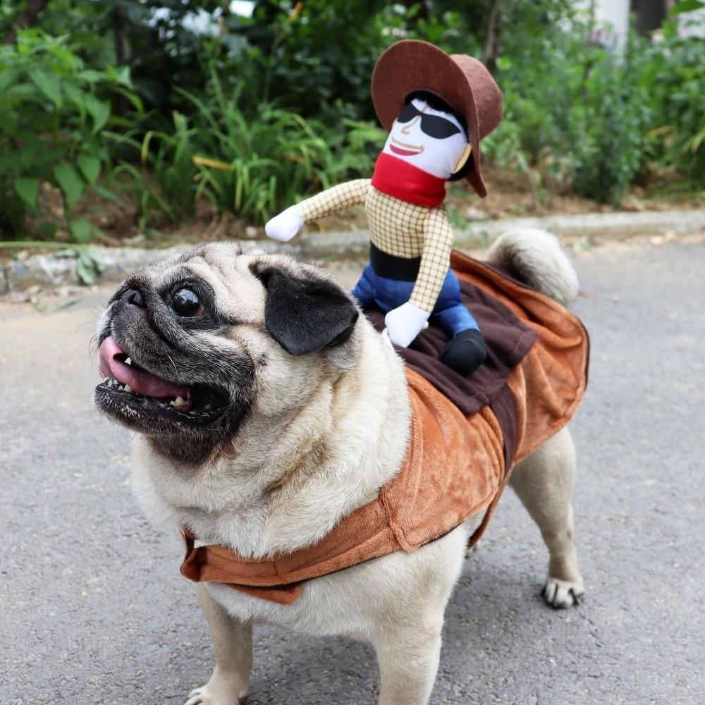 Adjustable Dog Riding Denim Clothing Novelty Cat Party Dressed Up Halloween Dog Clothes Gift