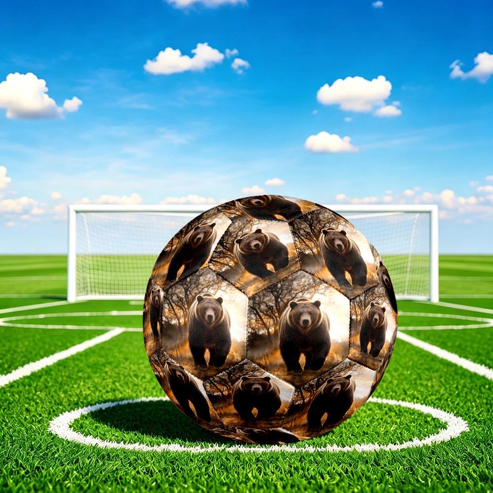 1pc Wild Bear Encounter Theme Soccer Ball Football, Size 5, Lightweight PVC, Outdoor Training Soccer Ball,Gift c6510