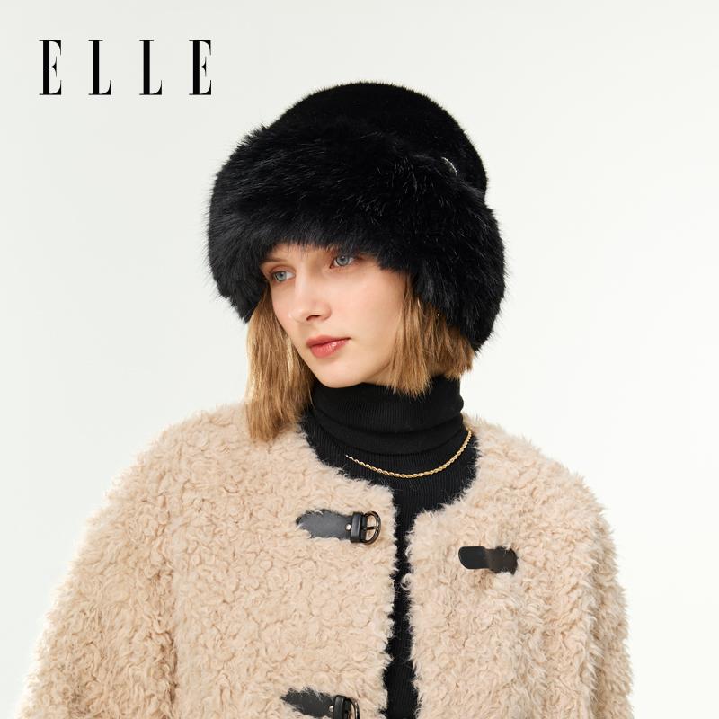 ELLE hat women's autumn and winter high-end feeling French elegant warm fur warm fisherman hat