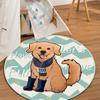 Cartoon Dog Round Carpet Living Room Circle Floor Mat Non Slip Bedroom Bathroom Doormat Washable Home Hallway Area Decor Rug