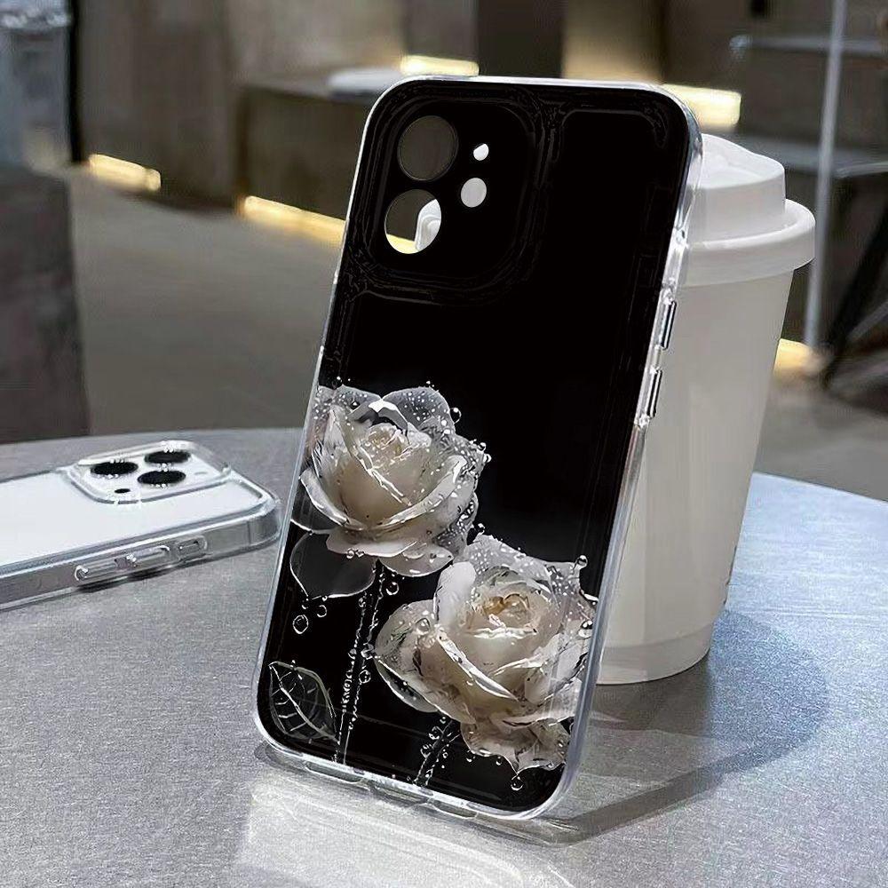 Кристаллическая роза для iPhone17promax космический чехол для телефона Apple 16 прозрачный 14/13 мелкое отверстие 15