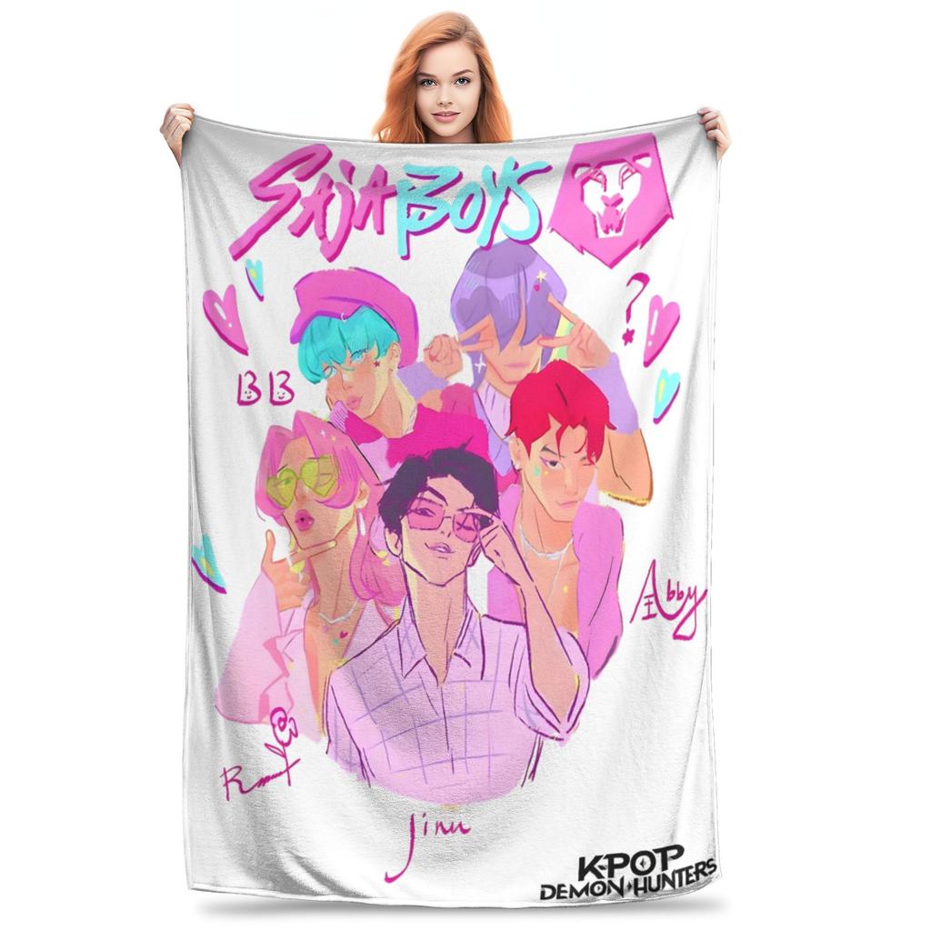 KPop Demon Hunters Huntrix Blue Tiger Derpy Blanket Super Soft Cozy Throw Blankets for Sofa 50x60 Inch Multi-size Bedspreads