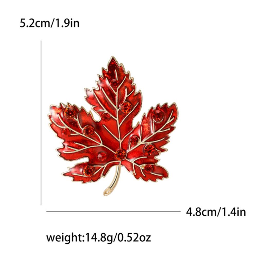 Fashionable maple leaf enamel gem brooch, women's anti-exposure pin, fixed clothes metal buttons, wedding party gifts