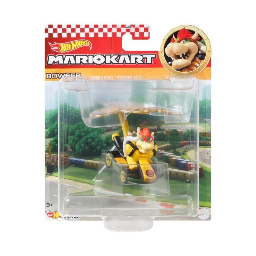 Hot Wheels Diecast Mario Kart Bowser Standard Kart Bowser Kite +