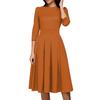 Women's Casual And Fashionable 3/4 Sleeve Pocket With Back Zipper Dress