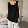 Мужской жилет без рукавов с круглым вырезом, однотонный жилет свободного кроя, повседневный спортивный топ, уличная одежда, повседневная одежда