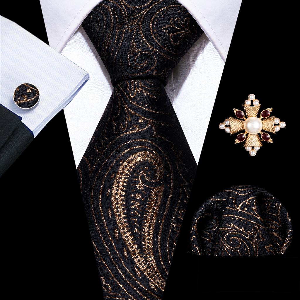 Комплект для мужчин: галстук, брошь и карманный платок