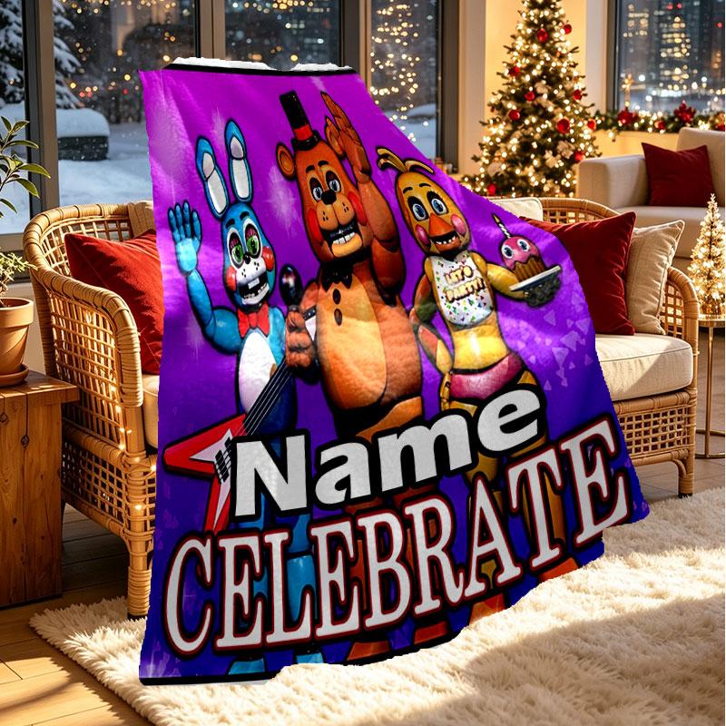 Custom Name Personalized Five Nights at Freddy's Print Blanket, Home Decor, Bedroom, Sofa, Camping, Couch, Gifts for Birthday Christmas