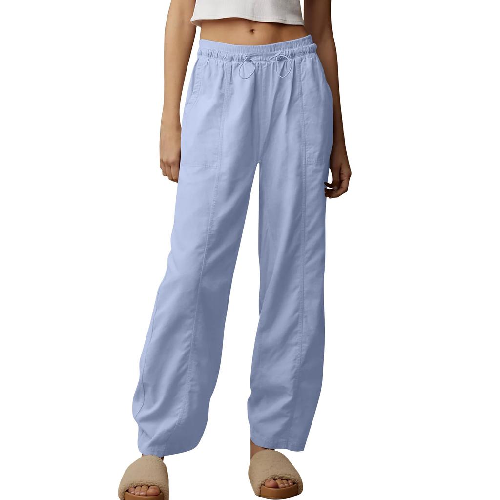 Женские повседневные брюки Брюки-карго с эластичной резинкой на талии Широкие брюки на шнуровке Мешковатые брюки