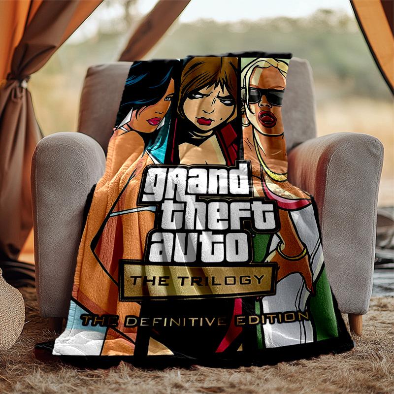 Gta Flannel Blanket Soft Warm All-Season Throw, Design for Camping, Car Travel, Hiking Sofa, Bed, Office Perfect Gift for Parties