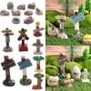 Micro Landscape Fairy Garden Mini Road Sign Welcome Stake Figurine Simulation Stone Signpost