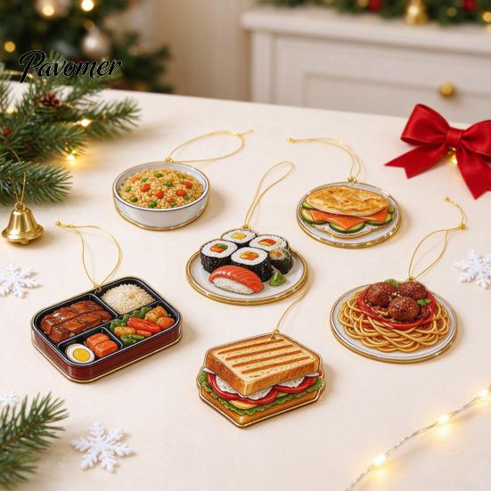Decorative Pendant for Holiday Grab Some Lunch Advent Calendar, 24 Days 2D Acrylic Food Theme Hanging Ornaments Christmas Countdown Calendar
