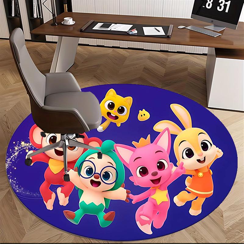 Коврик для стула Pororo, Круглый ковер - Ковер для офиса, Машинная стирка, Нескользящий, Подходит для гостиных, спален