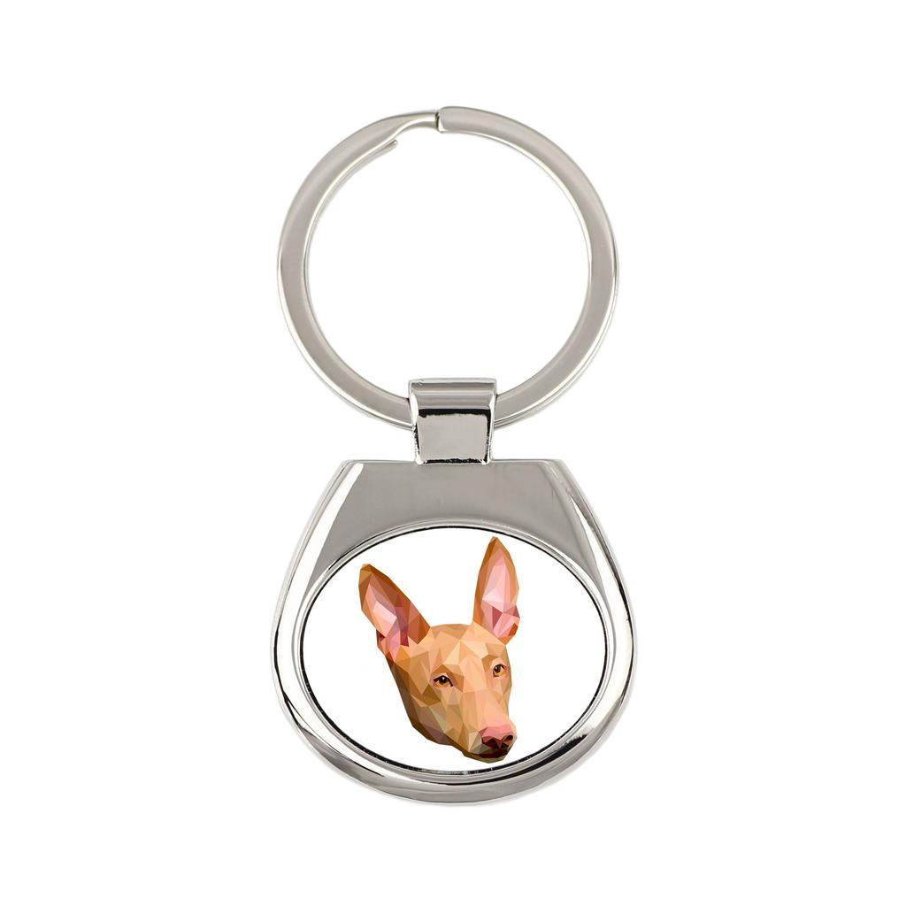 Pharaoh Hound, Kelb tal-Fenek - Geometric Keychain with a Photo and the Inscription Art-Dog