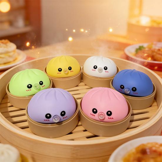 12Pcs Bubble Blowing Steamed Bun Cartoon Dumpling Sensory Toy with Steamer Pinch Fidget Toy Stress Relief