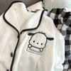 Женский зимний комплект пижамы Bao Xi - Кардиган из кораллового флиса и фланелевые брюки с мультяшным принтом, для ношения дома или на улице.
