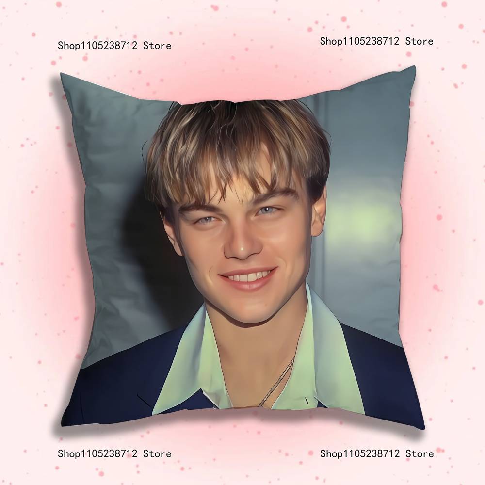 L-Leonardo Dicaprio Young Anime Pillow Case Anti-Dustmite Pillowcase Invisible Zipper Silky Short Plush Sofa Cushion Cover