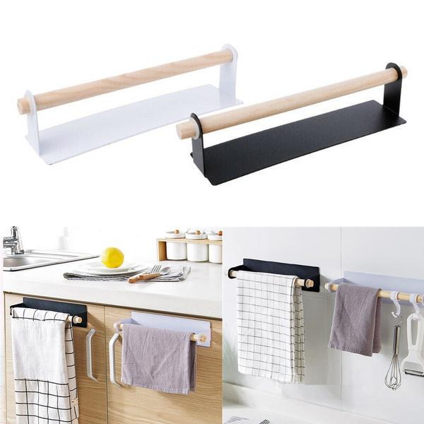 Self-adhesive Roll Paper Kitchen Holder Towel Storage Rack Cabinet Shelf Bathroom Hanging
