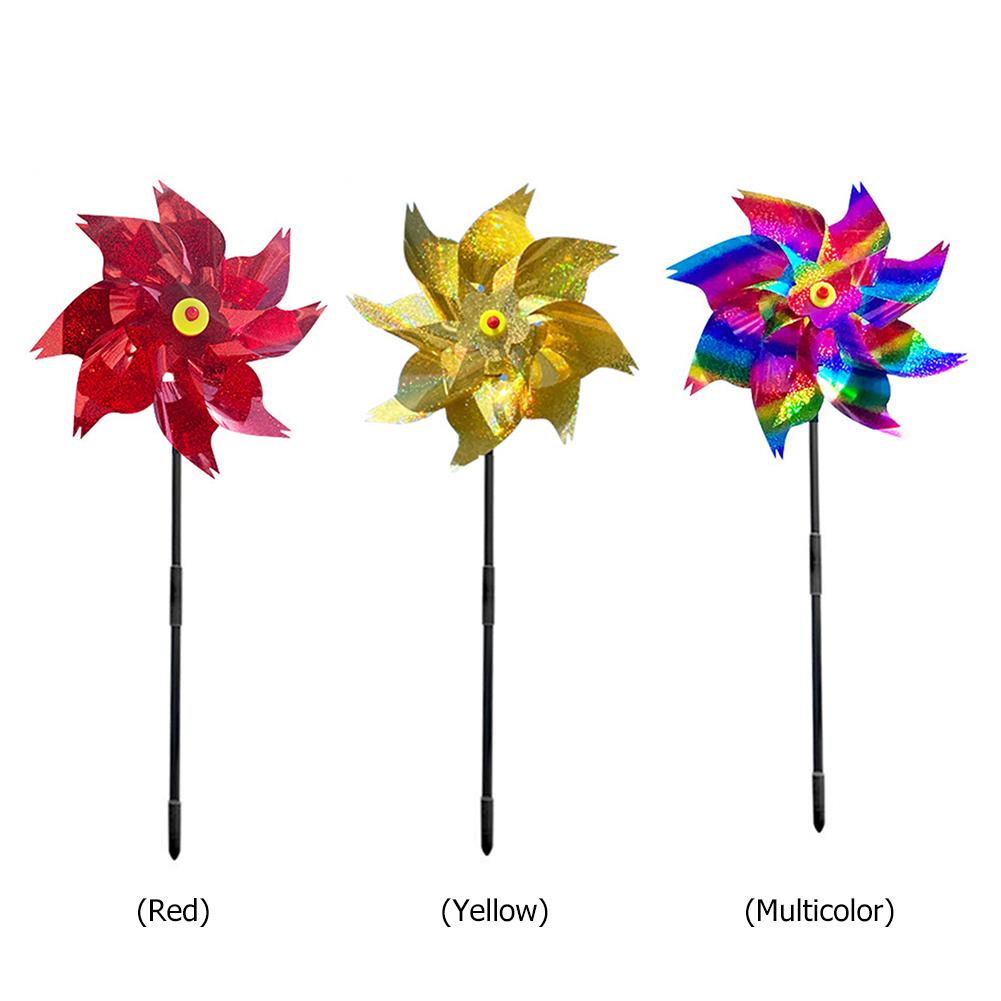 Extra Sparkly Pinwheel with Stakes Bird Repellent Devices Colorful Outdoor Bird Scare Devices for Yard Garden Decor