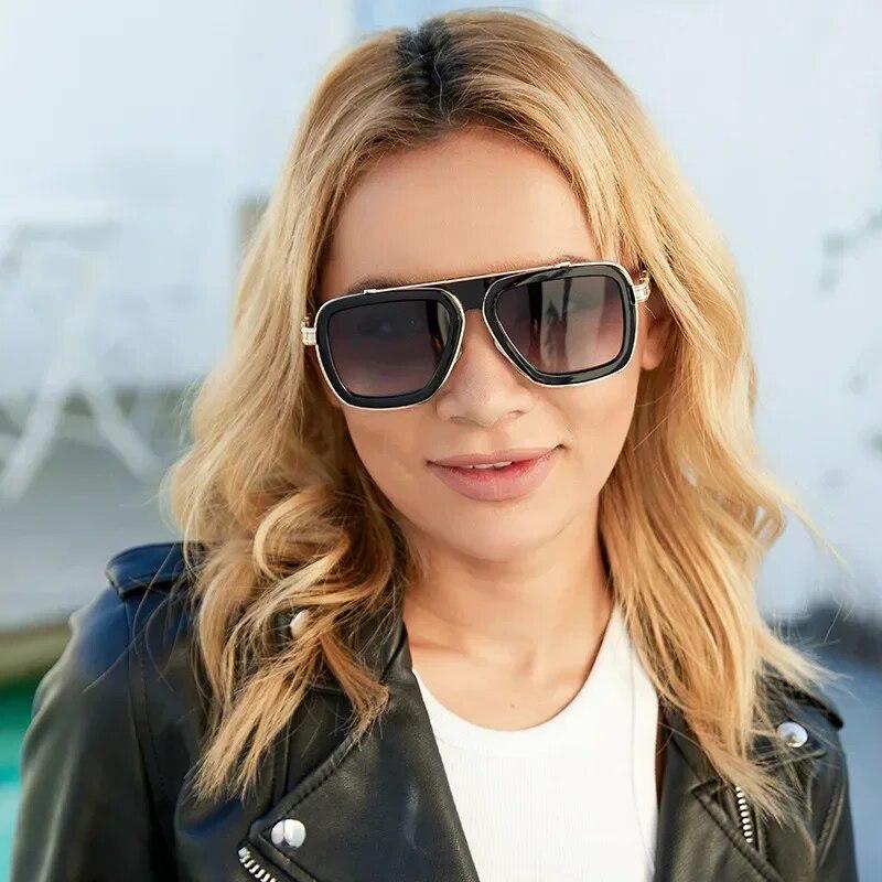 Ретро мужские квадратные солнцезащитные очки брендовые дизайнерские мужские женские модные роскошные классические солнцезащитные очки в большой оправе с градиентом для вождения UV400