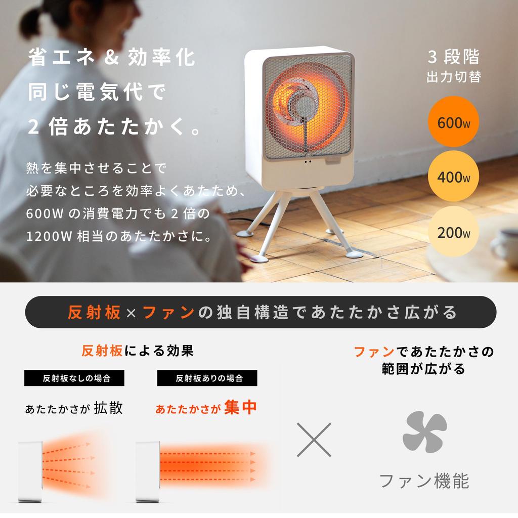 Shiroka Reflective Heater Poka Echo Degree Swing Timer Fan Stage Output Sensor Child To SH-LF151 [Energy saving/Unique structure/Removable Stand/75