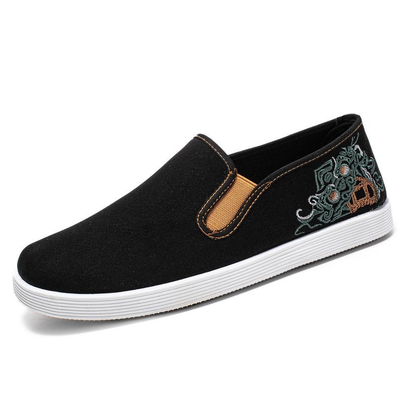 Старые пекинские матерчатые туфли мужские однопедальные матерчатые туфли мужские рабочие туфли повседневные дышащие туфли на мягкой подошве парусиновые туфли для папы