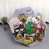 1pc Merry Christmas Hello Kitty and Friends Automatic Opening and Closing Umbrella, Lightweight 3-Fold, With Cute Cartoon Characters, Suitable for Hom