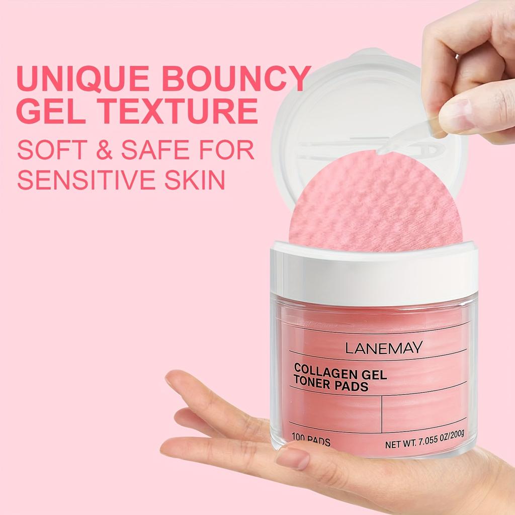 100 ПЭДОВ Коллагеновые Гелевые Тонер-Пэды - Очиститель пор, Очищают и Увлажняют Кожу, Портативные Салфетки для Умывания Лица, Очищение пор, Мягкая Формула