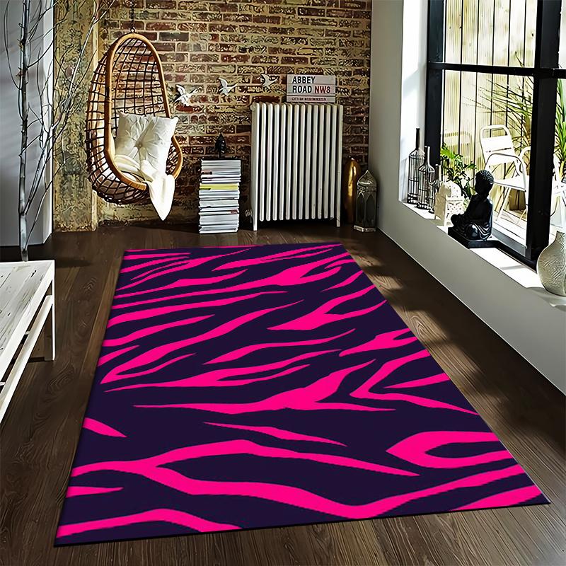 Pink and Black Zebra Print carpet Non-slip rug suitable for living room and bedroom sofas