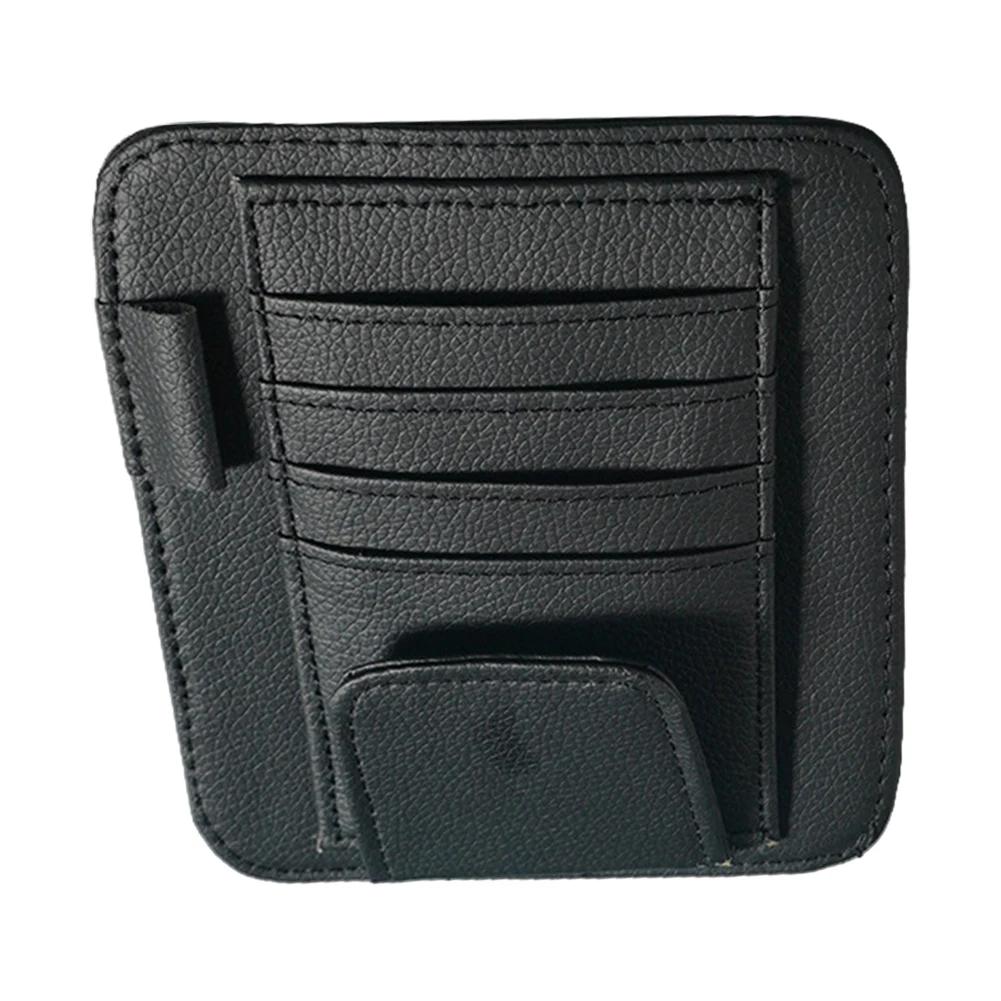 Солнцезащитный козырек с зажимом для очков, кожаный солнцезащитный козырек, сумка для хранения карт с несколькими карманами, подставка для крепления автомобильных аксессуаров для салона автомобиля