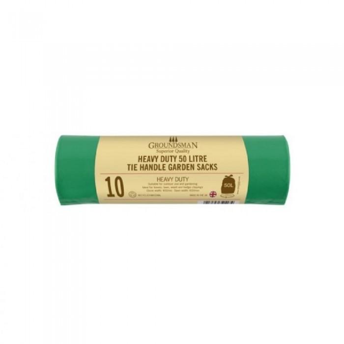 Пластиковые садовые мешки с ручкой для галстука Groundsman Heavy Duty 50 л (Пакет из 10)