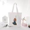 Kawaii Little Girl Print Shopping Canvas Tote Bag Harajuku Aesthetic Reusable Shopper Shoulder Bag Handbag Student Book Bags