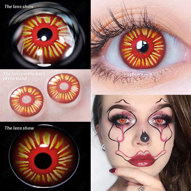 1Pair Anime Color Contact Lenses for Eyes Yearly Red Lenses Black White Lenses Halloween Eye Lens Cosplay Eye Contacts