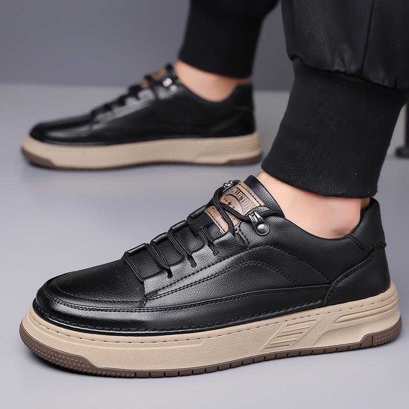Fashion Autumn Platform Casual Sneakers for Men Fashion Cow Leather Soft-soled Men's Board Shoes Designer Sports Zapatos Para Hombre