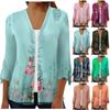Women's Shirt Blouse Outerwear Print 3/4 Length Sleeve Casual Holiday Basic Button Tops