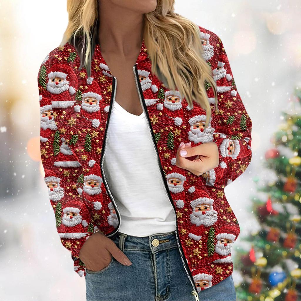 Women's Jacket Long Sleeve Lightweight Zipper Cropped Floral Printed Outerwear Casual Quilted Jacket With Pockets