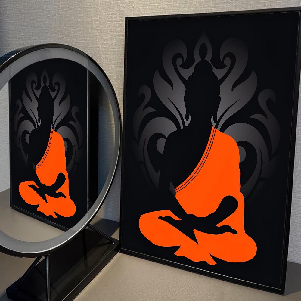 Камень Древний Будда Самоклеящийся Художественный Плакат Ретро Наклейка Из Крафт-Бумаги DIY Комната Бар Кафе Винтажная Декоративная Живопись