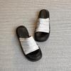 Spot wrinkled Bangkok drag thick-soled one-word slippers women's summer new casual outer wear flat-soled loose sandals