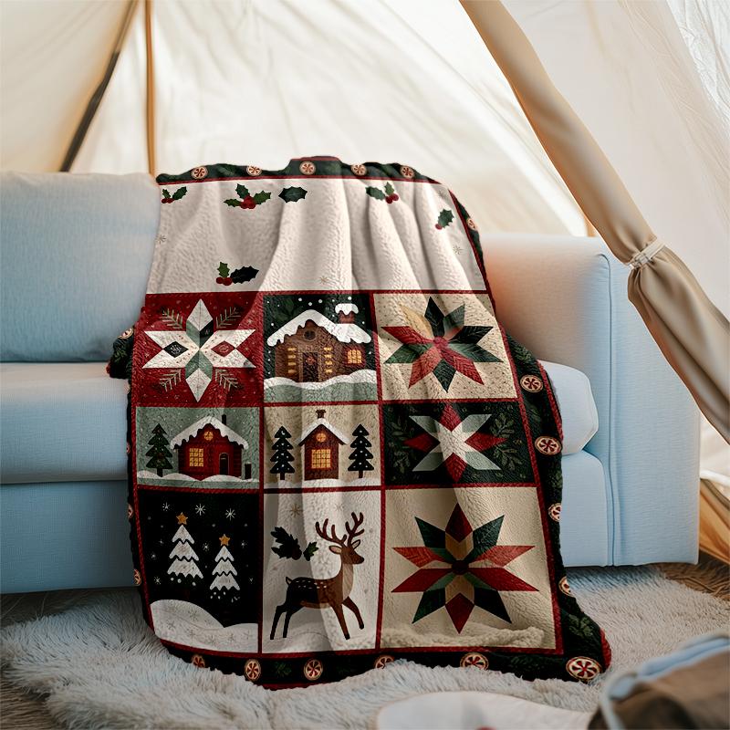 Christmas Theme Printed Blanket - Perfect for Couch, Bed, Travel & Outdoor Use | Machine Washable, Cozy & Durable.